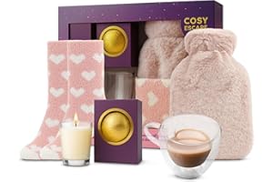Topline Cosy Escape Gift for Her – Luxury and Sweet Hot Water Bottle Hamper for Women – Pamper Presents for Birthdays, Christmas & Any Occasion – Women’s Gift Set with Ultra-Soft Socks, Chocolate Bomb