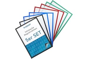 KARAT Set of 5 Magnetic Frames DIN A3 Frames for Children's Drawings, Document Holder, Information Bag, Magnetic Picture Frames for Offer Signs, Sheet Holder Document Bag (Outer Dimensions 45 x 33 cm,