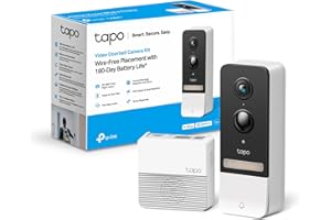 Tapo D230S1 Video Doorbell Campanello, Visualizzazione Live 2K 5MP, Visione Notturna a Colori, Campo Visivo Ampio, Rilevamento Intelligente, Batteria Lunga, IP64 Impermeabile, Alexa