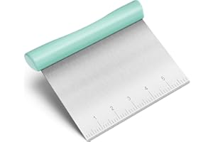 Rainspire Bench Scraper, Stainless Steel Dough Scraper, Pastry Scraper, Pizza and Dough Cutter Multi-Purpose Scraper/Chopper, Pizza Cutter Food Chopper Baking Supplies Kitchen Gadgets, Mint Green