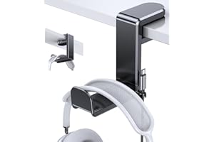 Coolpow Supporto per Cuffie Sotto la Scrivania【360° Girevole】 Porta Cuffie Gaming con Gancio Clip per Cavo per cuffie Sotto la Scrivania per Sony, Beats, HyperX