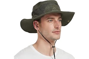Bigoco Cappello Safari Pescatore Uomo,Cappello Sole Cappelli Estivi Uomo, Cappello Trekking Anti UV Cappello Giungla Uomo Montagna Cappelli