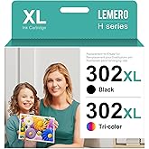 Lemero 302XL Patronen Kompatibel für HP 302 Druckerpatronen Multipack 302 XL Schwarz und Farbe für HP Envy 4525 4520 Deskjet 