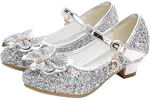 YOSICIL Ragazza Principessa Elsa Scarpe con Tacco Pendenti Scarpe Cristallo Partito Glitter Pumps Scarpe Festive Carnevale Party Costume Accessori Scarpe Halloween Natale Blu,EU26-38