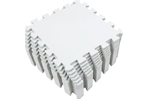 Yostrong® EVA Gomma Tappeto Gioco Bambini Per Puzzle | Tappetino Fitness Palestra, 18 Pezzi. Bianco. YOC-Ab18N