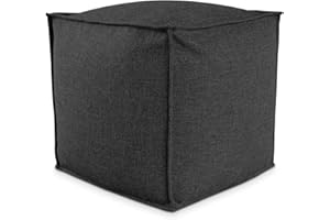 Deshome - Pouf poggiapiedi 50x50x50 cm idrorepellente con imbottitura sfoderabile per esterno interno: Puff design per divano soggiorno camera da letto, Puff, Pouffe salotto Light Pouf (Nero grafite)