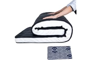 ZIKEBTUY Floor Mattress Japanese Futon Single Mattress Topper - 10cm Thick Foldable Tatami Mat Sleeping Bed Pad for Guests, Dormitories, Camping, Sofas & Loungers -Cloud Pattern Cover,203 * 100 * 10CM
