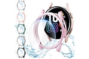 aceyoon 6 Hard Case + 6 Screen Protectors for Samsung Galaxy Watch 5 4 40mm, [HD Clear] 9H Hardness Tempered Glass Film Protective Anti-Scratch Smart Watch Screen Protector Cover (6 Colour,40mm)