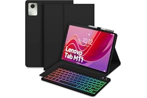 Bettdow for Lenovo Tab M11 11" 2024 Keyboard Case, UK Layout Detachable Wireless Backlit Keyboard with Case for Lenovo Tab M11 11 Inch 2024, Black