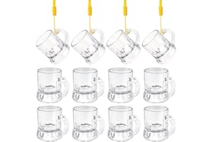 Hainue 12 Piezas Juego Vasos De Chupito Para Colgar,Vasos De Chupito De Cristal De Chupito Con Asa,Vasos De Chupito Bar Shot Glass Stamper Alrededor Para Festivales, CumpleañOs, Despedidas De Soltera
