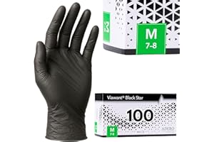 VIAWANT Einweghandschuhe 100 Stück | M | Nitrilhandschuhe Schwarz | Puderfreie, latexfreie Einmalhandschuhe | Reißfest & feinfühlig | EN 455 & EN 374 | Gr. XS, S, M, L, XL
