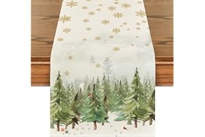 Artoid Mode Schnee Bäume Kardinäle Schneeflocken Weihnachten Tischläufer, Saisonnal Winter Küche Tisch Dekoration Drinnen Urlaub Party Dekor 40x180 cm