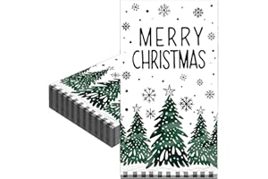 COSORO 20Pcs Christmas Napkins Serviettes Disposable 40x33cm,Xmas Serviette Napkin,Christmas Decor Snowflake Xmas Tree Tissue Cocktail Dessert Dinner Napkins for Christmas Party Paper Napkin Table Decoration