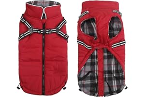 BABEPET Warm Pet Dog Coats and Jackets for Dogs,Waterproof Reflective Pet Dog Harness Vest Winter Dogs Clothes with Chest Strap, Outdoor Walking Adjustable Chest Strap-Red-L
