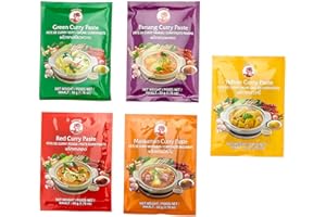 ‎COCK Cock Brand - 5 verschiedene Curry Pasten je 50g (Rote, Gelbe, Grüne, Panang, Matsaman)