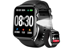 IOWODO Reloj Inteligente Hombre Mujer, Smartwatch Hombre con Linterna, 1.91" Reloj Deporte con Llamadas, 2 Correas, Monitor Cardíaco 24h/SpO2/Sueño, IP68 Impermeable Smartwatch para Android iOS