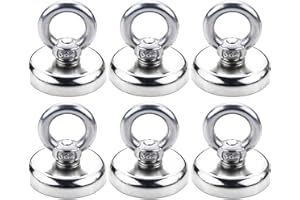 Aoligei Ganchos magnéticos con imán de neodimio con gancho potente, fuerza de atracción de 40 kg, diámetro 32 mm (6 unidades)
