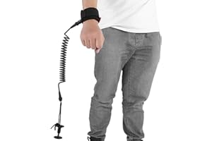 CAIQINLEN Body Boards For Beach 5.5mm Coil Dia TPU Ultra-Light 3 Colors Bodyboard Leash for Sea Anchor Outdoor Wrist(black)