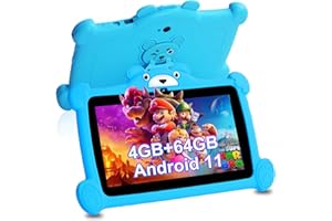 Discoball 7Inch Kid's Tablet Android 11 Tablet for Kids Ages 3-12, 4GB RAM+64GB ROM Children Wifi Tablets Parental Control Boys Pre-Installed APP Dual Camera Toddler Tablets with Proof Case