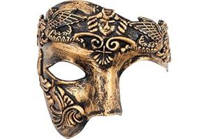 Oidea Masquerade Mask for Men: Retro Phantom Of The Opera Mask Vintage One Eyed Half Face Roman Warrior Masks Prom Costume Mardi Gras Carnival Venetian Masks
