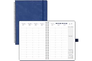 (Italian Version) POPRUN Agenda Settimanale 2026 Verticale Spirale A4 21x29,7cm, Planner 2026 con Intervalli Di 15 Minuti e Angoli a Strappo, Carta Spessa da 100 GSM, Blu Scuro.
