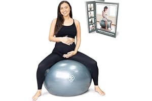 BABYGO® Pelota de Parto para Embarazo, Maternidad, Trabajo de Parto y Yoga + Nuestro Libro de Embarazo de 100 páginas, Ejercicio