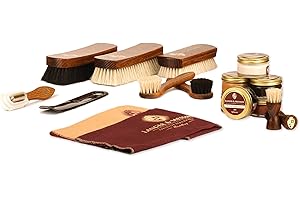 Langer & Messmer set para el cuidado del calzado incl. cremas de alta calidad y cepillos de crin para el cuidado eficaz de sus zapatos de cuero liso - El set limpieza zapatos del calzado