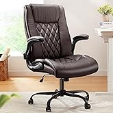 Marsail Executive Office Chair with Flip-up Armrests,PU Leather Ergonomic Desk Chair Height-Adjustable Swivel Rolling Compute