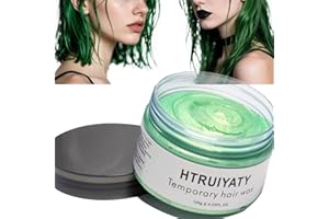 HTRUIYATY Cera Verde del color del pelo, modelado temporal de una sola vez Cera natural del teñido de pelo del color, crema temporal del peinado, cera que modela para la fiesta, Cosplay, partido(Verde)