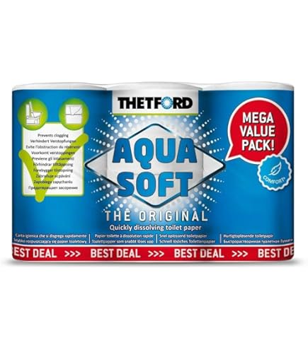 Thetford 03300 Aqua-Soft WC-Tissue, 2-lagig, 4 Rollen