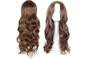 SYYLQYR 1 Pcs Ladies Wigs, 65 cm Long Curly Ladies Fancy Dress Synthetic Hair Brown Wigs for Women Charming Full Hair Long Replacement Brown Curly Cosplay Party, Daily Use