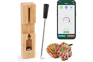 LWMTT Termometro Carne Wireless,Termometro Digitale Intelligente Bluetooth,Allarmi di Temperatura,Controllo APP, Fino a 60 M,Termometro Barbecue Per Forno, Grigliate, Barbecue