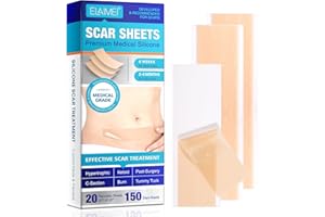 PEPHUCA Pansement Silicone Cicatrice Pour les Cicatrices Causées par la Césarienne, la Chirurgie, les Brûlures, les Chéloïdes, l'acné, etc. Rouleau de Cicatrice en Silicone (14.5CMX4CM, 20PCS)