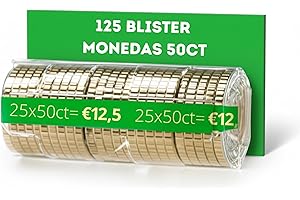 ALEJANDRO FUENTES AF® - 125 Münzhülsen für 50cent Münzen | Europäisches Format, Organisieren und Schützen Sie Ihr Bargeld, Münzrollen Kunststoff
