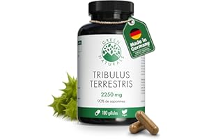 Tribulus Terrestris – Hautement dosées: 2.250 mg avec 90% de saponines – Approvisionnement pour 2 mois – Qualité supérieure en provenance d'Allemagne – Green Naturals®