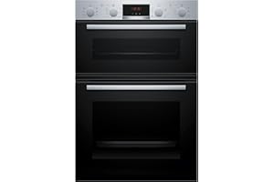 Bosch, Series 4, MBA533BS3B, 60cm Built-in Double Oven with 3D Hotair, EcoClean Direct, LED-display control and Pop-out knobs in Stainless steel