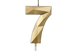 PartyWoo Birthday Candles, 2.8 inch Number Candles, Number 7 Candle, Gold Candles, Birthday Candles for Cake, Happy Birthday Candle, Cake Candles Cake Topper, Party Decorations (Number 7)