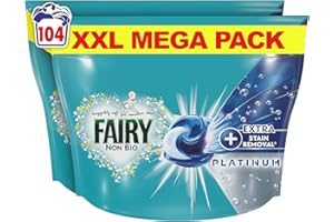 Fairy Non Bio Platinum PODS® Washing Liquid Capsules, 104 Washes (52x2), With Extra Stain Removal