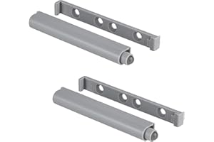 Gedotec Gancio automatico a spinta in plastica Apriporta grigio - SLIM | Gancio per porte forte | Apriporta a spinta per ante di armadi | 2 pezzi - Gancio per mobili Ante di cassetti e armadi