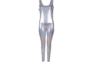 One BFD Shiny Irredescent Sleeveless Footless Dance Catsuit Unitard. Fish scale Printed Bodysuit Jumpsuit All In One Dancewear Metallic Wet Look Ladies Girls Many Sizes And Colours Cool Wash Festival Wear Metallic Catsuit Gymnastic Leotard Unitard