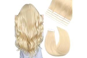 Vlasy Tape in Hair Extensions Human Hair 18 Inch Light Blonde Invisible Straight Seamless Skin Weft Mini Tape Extensions Real Human Hair 60A# 16 Pcs