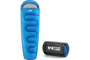 TRAIL OUTDOOR LEISURE Trail Saco de Dormir Adulto Estilo Momia – Saco de Dormir de Montaña Ligero – Saco de Dormir Acampada, 300gsm, 3 Estaciones Primavera Otoño Invierno – Bolsillos Internos y Bolsa de