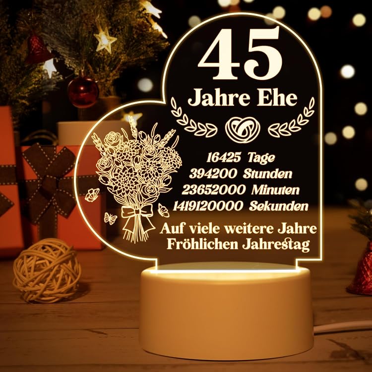 45. Hochzeitstag Karte Für Ehemann - Metall-Geschenkkarte Mit Gravur