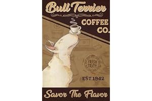 TNND Plaque en métal Bull Terrier Chien Café Art Tin Cadeau 20,3 x 30,5 cm