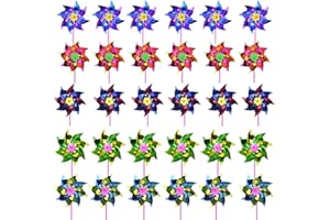 XCNPER 30 Pcs Colorful Rainbow Pinwheel,Pinwheel, Pinwheels for Yard and Garden, Fun Carnival Toys and Party Favor, Bird Scarer for Protection of Garden Crops, Flowers, Lawns, Fruits