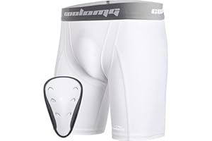 COOLOMG Men's Groin Guard Jockstrap Compression Pants Underwear with Cup for Martial Arts Taekwondo Multi-Way