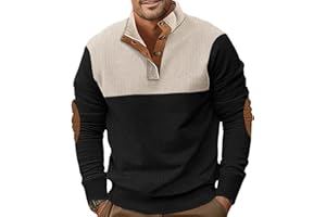 Ryehack Sweat Hommes Pull Top Manches Longues Sweater Velours Côtelé Sweatshirt Léger S-3XL