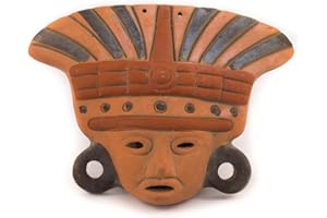 Tumia LAC Máscara de cerámica azteca - Comercio justo y hecho a mano en México - Uso interior o exterior L23xH23cm