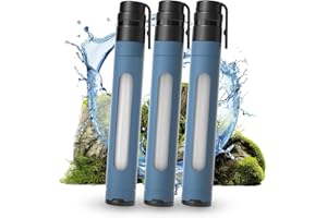 Joypur Filtro dell'acqua per esterni con finestrella di sopravvivenza – Filtro dell'acqua personale con capacità di filtro da 3000 l, filtro acqua potabile per attività all'aperto (Blu * 3)