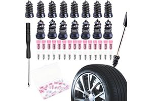 ONGNIUU Kit de réparation de pneus 30 pièces clous en caoutchouc pour crevaison avec tournevis, réparation rapide pour voiture, moto, camion, camionnette et tracteur
